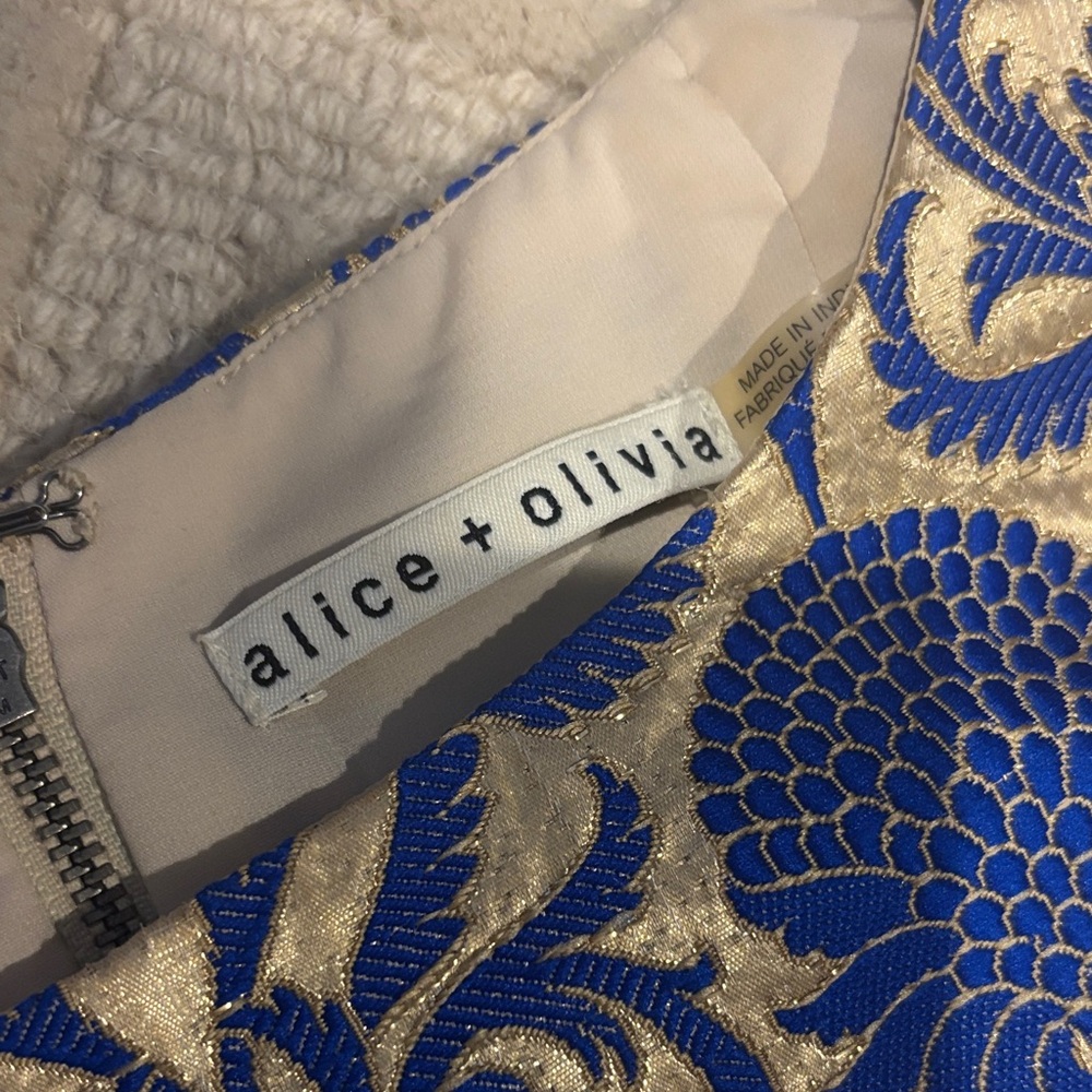 Alice + Olivia Blue and Gold Mini Dress - Picture 2 of 3